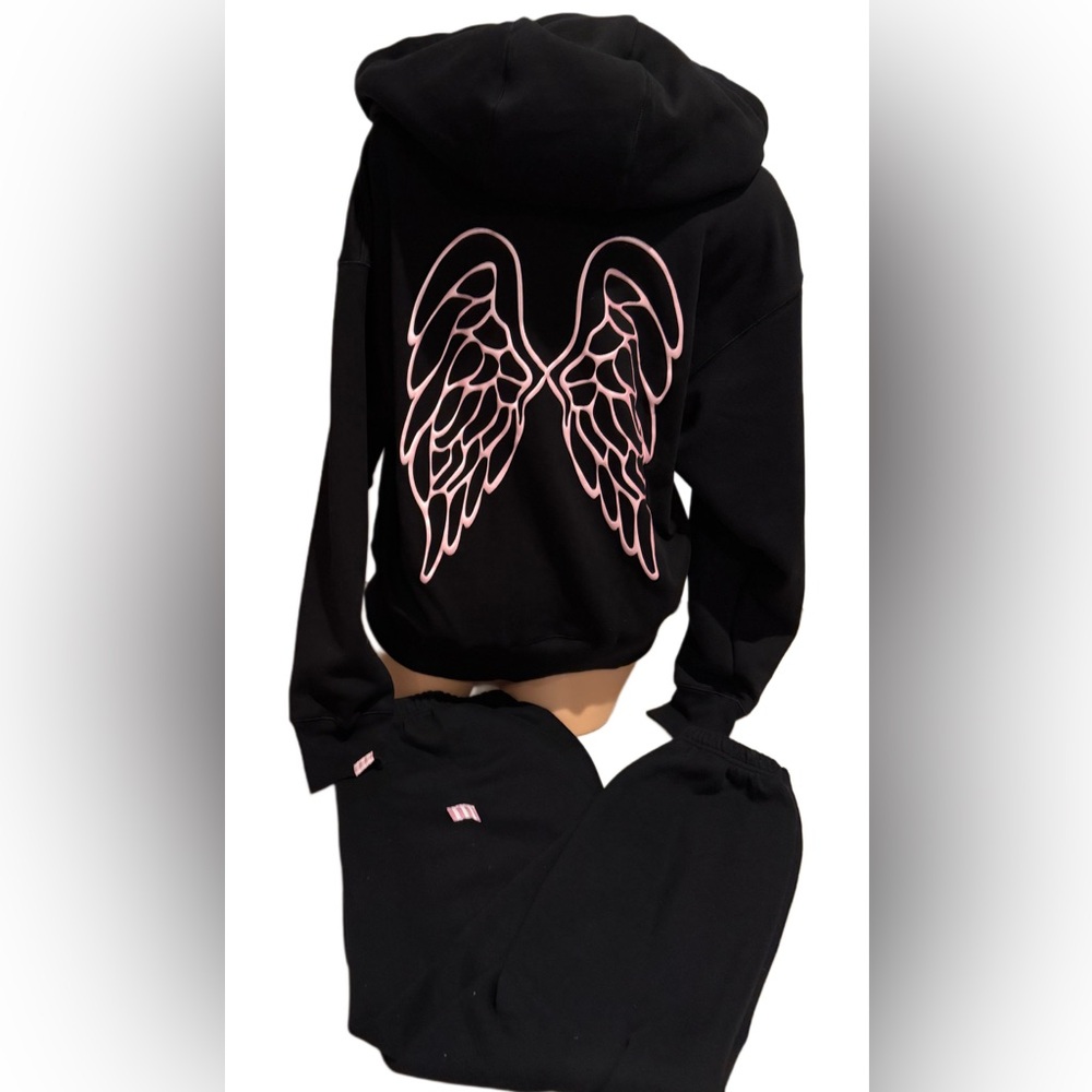 NEW VICTORIAS SECRET ICONIC WINGS FULL ZIP HOODIE & PANTS 2PC SET